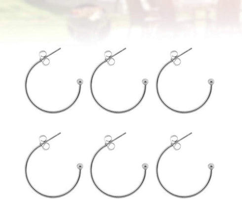 Supvox 6pcs Earring Findings Beading Hoop Earring Finding Metal Hoop Earrings C-Shaped Eardrops Beads DIY Jewelry Making Supplies Materials - Silv...
