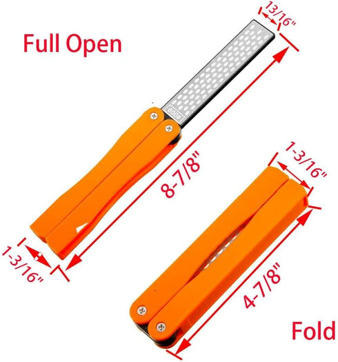 Diamond Knife sharpener Pocket Sharpening Stone #400/600 Double Sides Folding Portable Orange - 1pcs...