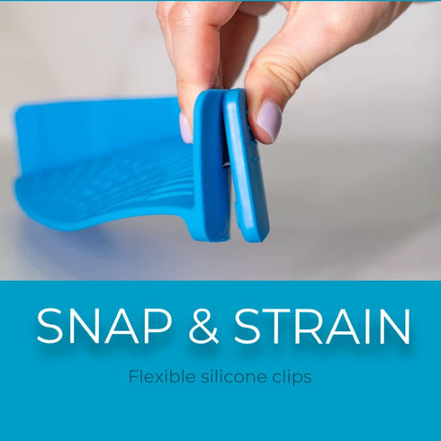 Silicone Strainer for Kitchen - Cooking strainer for Pasta, Fruits, Vegetables, Clip on Strainer, Pot Strainer, Pans,Food Strainer (blue)...