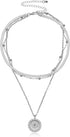 Multi-layered Snake Chain Necklace for Women Silver Coin Pendant Choker Necklace Metal Bead Chain with Dainty Boho Choker Body Jewelry for Womens ...