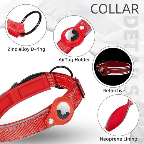 Reflective Dog Collar, Tag Dog Collar, Heavy Duty Dog Collar with Tag Holder Case, Adjustable Tag Accessories Pet Collar for Small Medium Large Do...