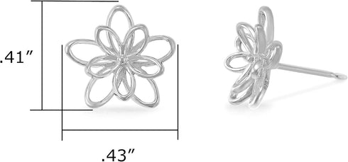Boma Jewelry Sterling Silver Wire Flower Stud Earrings...