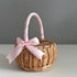 Wicker Rattan Flower Basket,Wedding Flower Girl Basket Hand Woven Flower Basket Decoration,Candy Storage Basket Home Decoration(L,white)...