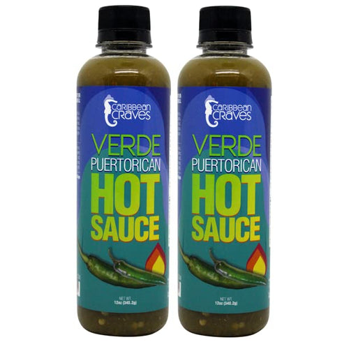 Caribbean Craves - Puerto Rican Hot Sauce - 12oz (Bulkier Size) (Verde (2pk), Pickled Jalapeño Peppers)...