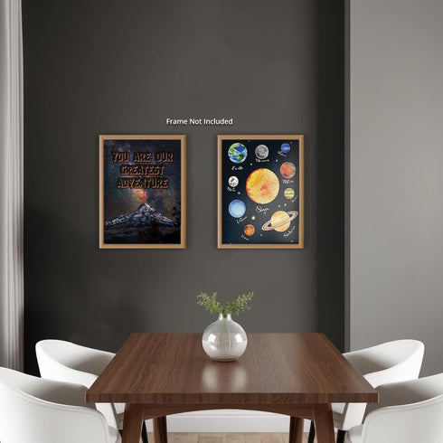 Posterizer 2 pcs-Educational and Inspirational Space and Planets-Kids Room Art-Astronomy-Gift for Daughter, Son, Kids-Decor for nursery toddlers k...