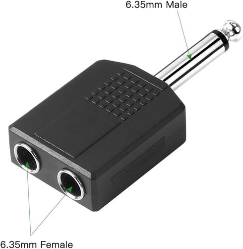 Jelanry 1/4" 6.35mm Stereo Plug Male to Dual 1/4" 6.35mm Jack Female Splitter Adapter, Dual 6.5mm Jack Adapter Audio Y Cable Splitter for Guitar, ...