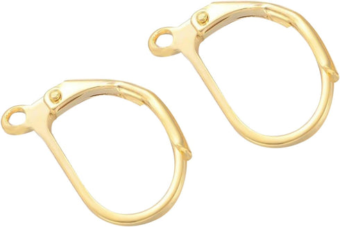 BENECREAT 2 PCS 14K Gold Filled Leverback Earring Hooks, 17x11mm Secure Ear Wire Findings for DIY Jewelry Making, Dangle Earrings, Handmade Earrin...