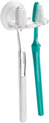 iDesign BPA-Free Plastic Bathroom Suction Toothbrush Holder - 2.75" x 2.25" x 2", Clear...