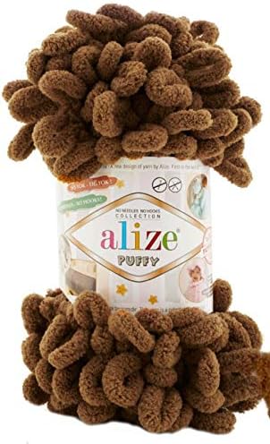 4 skn/Ball Alize Puffy Baby Big Loop Blanket Yarn 100% Micropolyester Soft Yarn 400gr 39.3 yds (321- Coffee Mocha)......
