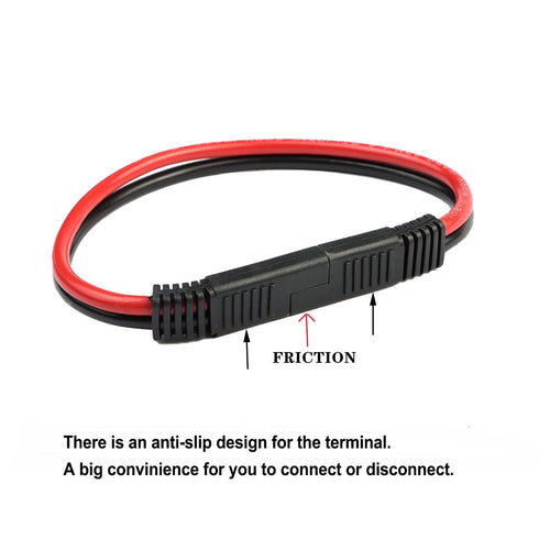 5 Pack 12 Gauge 2 Pin Quick Disconnect Polarized Wire Harness SAE Connector Bullet Lead Cable for Motorcycle Boat Car Tractor - 12in Red and Black...
