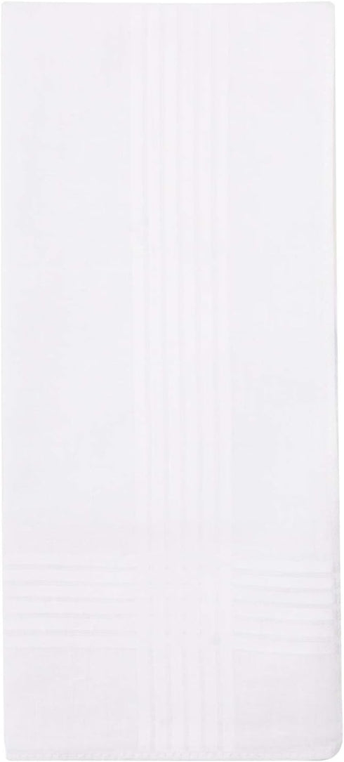 Perry Ellis 12 Pack Handkerchief (100% Cotton White with Satin Border, 16" x 16")...