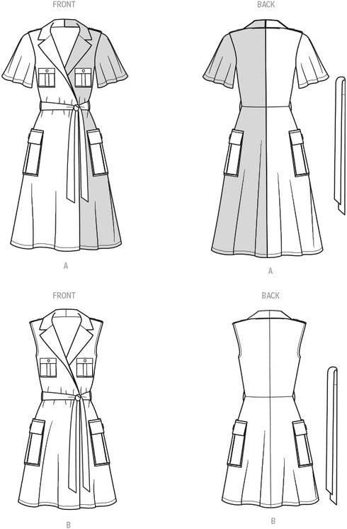 Know Me Misses' and Women's Color Block Wrap Dress Sewing Pattern Packet by Keechii B Style, Design Code ME2020, Sizes 20W-22W-24W-26W-28W...