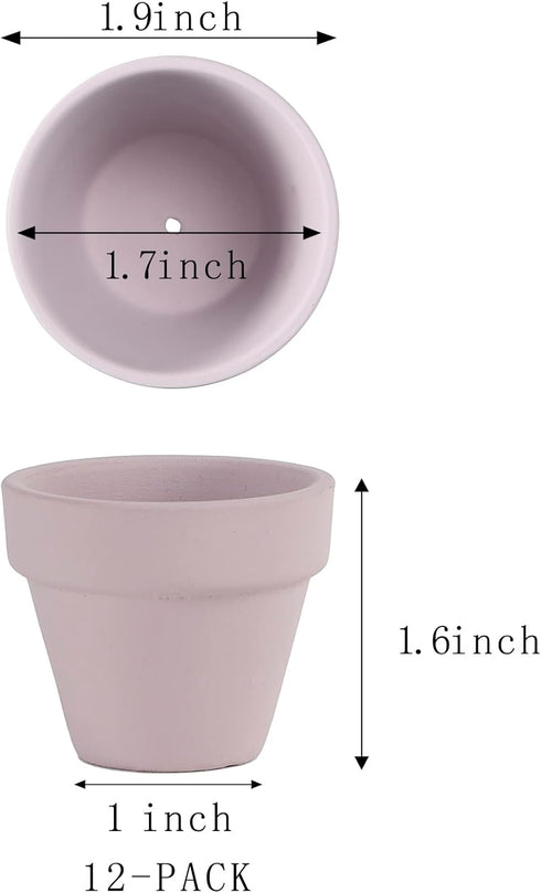 Mini Pink Terracotta Clay Flower Pots 2 inch with Drainage Holes for for Tiny Cactus Herb lithop, Small Succulent Planter Nursery Plant Pot...