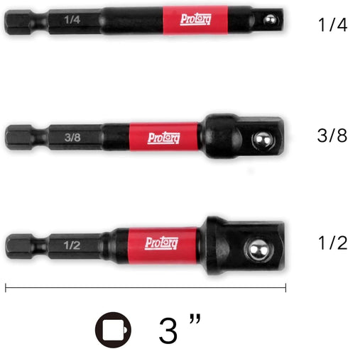 Impact socket adapter, 1/4", 3/8", 1/2",3 Inch, 3 Pieces...