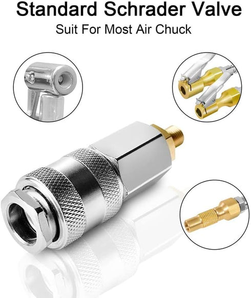 1Pack Tire Inflator Electric Portable Air Compressor Adapter,Schrader Valve to 3 in 1 Quick Connector Coupler, Covert Your Air Pump to Pneumatic T...