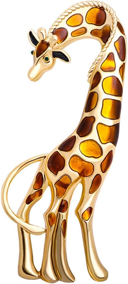 Enamel Giraffe Animal Brooch Pin for Women Girls Men Fashion Rhinestone Gold Tone Exquisite Big Dress Hat Costume Accessories Creative Christmas B...