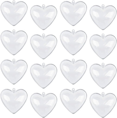Jangostor 20 Packs Clear Heart Ornaments Balls Valentine‘s Day Ornaments Ball to Fill, DIY Plastic Fillable Valentine Decorations Tree Balls Baubl...