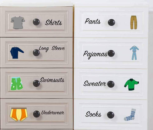 Boy Decals Dresser Clothing Labels Dresser Labels Kids Drawer Stickers Organizing Decals...