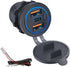 3 Ports 18W USB Car Charger with Switch, 12-24V Dual QC 3.0 USB & PD USB C Cigarette Lighter Socket Outlet, Dashboard Mount Quick Charge Charger f...