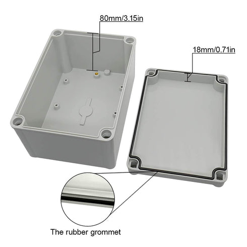 LeMotech Junction Box IP67 Waterproof Dustproof ABS Plastic Project Box for Electrical Outdoor Enclosure Gray 6.9 x 4.9 x 3.9 inch (175 x 125 x 10...