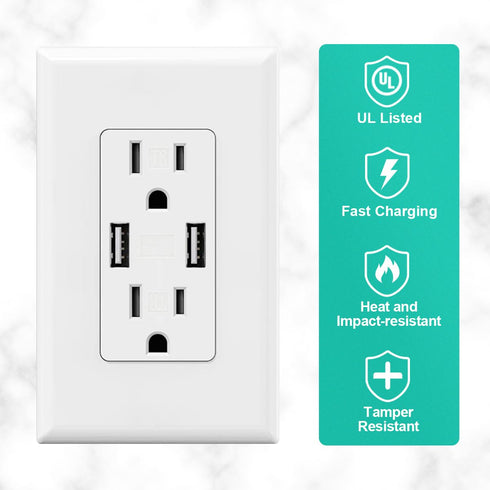 NEMA 6-50R 14-50R Receptacle Outlet 50 Amp Flush Mounting with Wall Plate, 2 Pole, 3 Wire 125/250V, Heavy Duty Commercial Industrial Grade UL List...