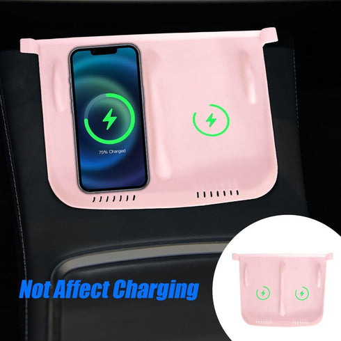 Center Console Wireless Charger Anti-Slip Silicone Mat, Waterproof Phone Pad for Wireless Charging, Car Interior Accessories Universal for Model 3...