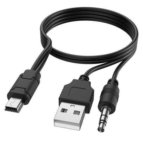 USB2.0 Charging Cord to Mini B Male and 3.5mm Jack Plug Audio Cable for iHome IHM60 IHM61 IHM59 Speakers MP3/MP4 Bluetooth Speaker (Mini USB)...
