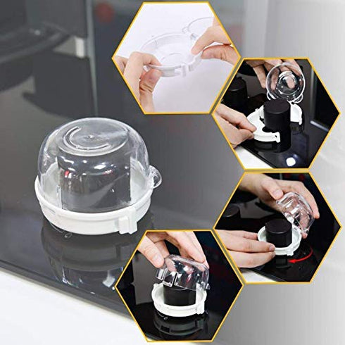 4 Pack Kids Stove Knob Covers Gas Shield Protection Locks for Kids Safe Proof Universal Guard Cooker Oven Switch Toddler Control Kitchen Protector...