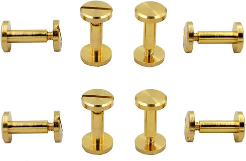 DGOL 12 Pairs Brass Backscrews with Hole Punch Golden Leather Fasteners Sturdy Binding Rivets Belt Strap Collar Back Screws Length (0.473 inch)...