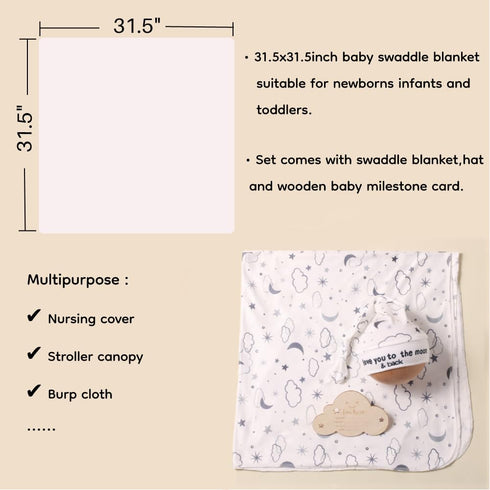 Baby Swaddle Blanket and Headband Set? Newborn Receiving Blanket Swaddle Wrap for Girls and Boys, Swaddling Blankets Neutral for Newborn? Soft and...