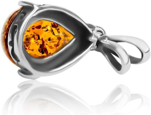 Amber Sterling Silver Drop Pendant...