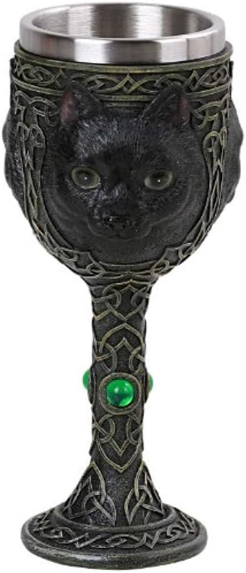 Pacific Giftware PT Celtic Black Cat Collectible Resin Figurine Drinkable Goblet with Removable Stainless Steel Inner...