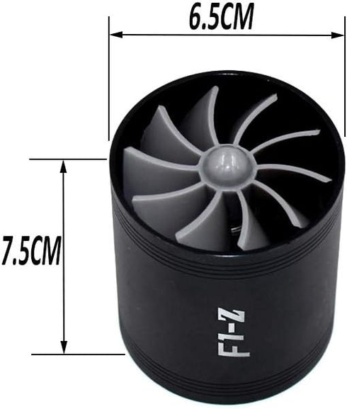 2.5" F1-Z Car Air Intake Turbonator , Dual Fan Turbine Super Gas Fuel Saver Turbo (Black)...