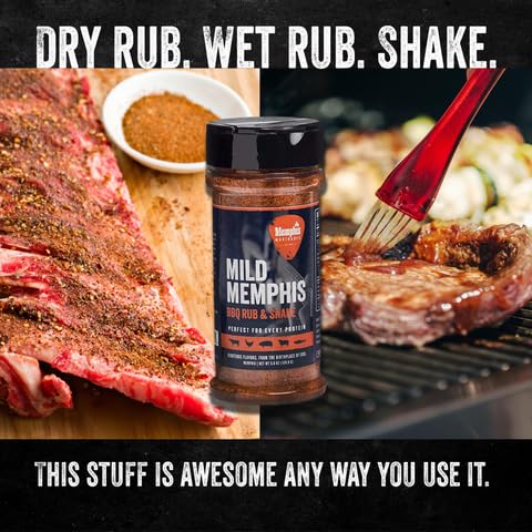 Memphis Marinades, 5.6oz Mild Memphis BBQ Rub & Shake - BBQ Seasoning & Flavor Enhancer for Chicken, Beef and Pork, Air Fryer Marinade Mix,...