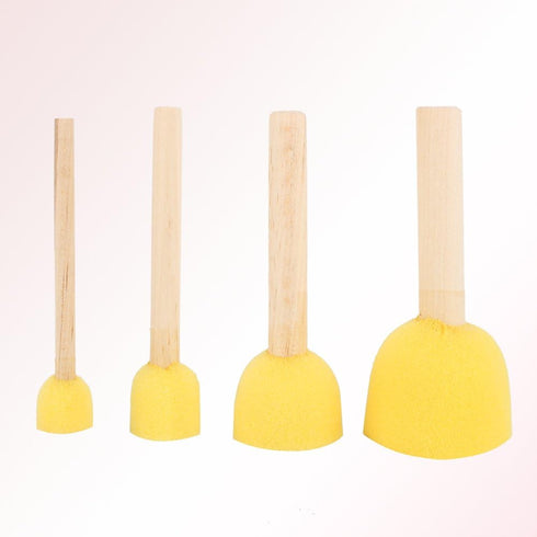 4Pcs Round Stencil Sponge Wooden Handle Foam Sponge Paint Brush Furniture Art Crafts Painting Tool Supplies...