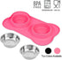 AsFrost Dog Food Bowls Stainless Steel Pet Bowls & Dog Water Bowls & Cat Bowls for Food and Water No-Spill Non-Skid Silicone Mat, Feeding Bowls wi...