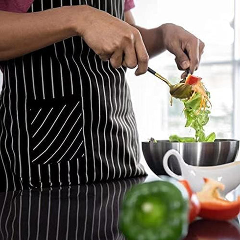 NLUS 2 Pack Kitchen Cooking Aprons, Adjustable Bib Soft Chef Apron with 3 Pockets for Men Women (Umber/Black)...