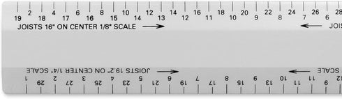 Alumicolor Architect 6 inch Bevel Ruler w/Joist/Truss Scale for Drawing, Drafting & Engineering, Calibrations Divided by (3/32, 3/16), (1/8, 1/4),...