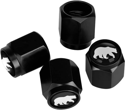 Brown Bear Tire Valve Stem Caps, Aluminum Black Stem Tire Valve Caps Universal Stem Covers for Cars, SUVs, Trucks, Bikes, Motorcycles, Bicycles (4...