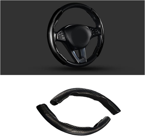 Steering Wheel Cover, 2PCS Segmented Steering Wheel Protector, Carbon Fiber Anti-Slip and Durable Car Accessory, Universal Fit for Most Cars?SUVs ...