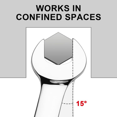 Jetech Ratcheting Combination Wrench, Industrial Grade Gear Spanner with 12-Point Design, 72-Tooth Ratchet, Made with Forged and Heat-Treated Cr-V...