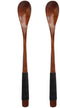 2PCS Brown Length 7.5inch Wood Coffee Tea Spoon Scoops Mixing Stirrers with Long Handle and Black Cable Tie Soup Spoons Natural Wood Rice Serving ...