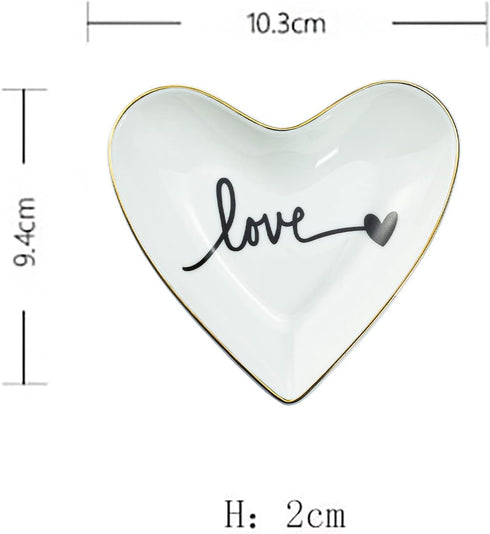 CHOOLD Original Ceramic Heart Shape Ring Dish Holder Jewelry Tray Dish Trinket Holder Jewelry Holder Home Decor Dish Wedding Birthday Xmas Gift...