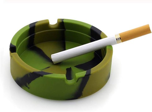 HOWDIA 3 Pack Silicone Ashtray, Premium Silicone Rubber Small Ashtrays for Outside, High Temperature Heat Resistant Round Design Ashtray Camouflag...