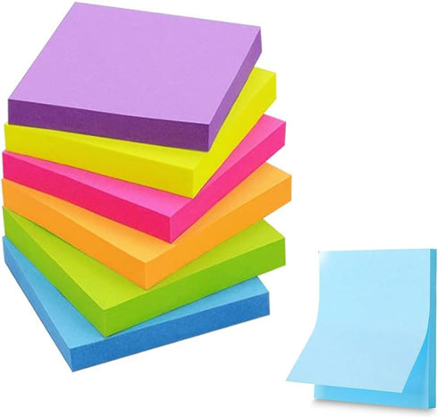 Sticky Notes 3x3 Inches - 6 Pads Bright Colors Sticky Notes, Colorful Sticky Notes, Self-Stick Note Pads, Sticky Notes Bulk - 50 Sheets/Pad (6Pack...