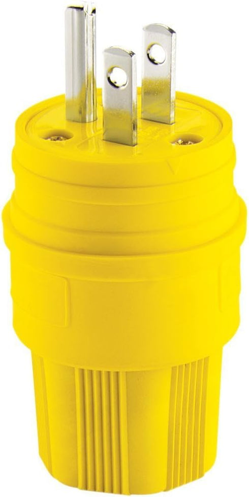 EATON 14W47-K Arrow Hart Straight Blade Watertight Grounded Electrical Plug, 125 Vac, 15 A, 2 P, 3 W , Yellow...