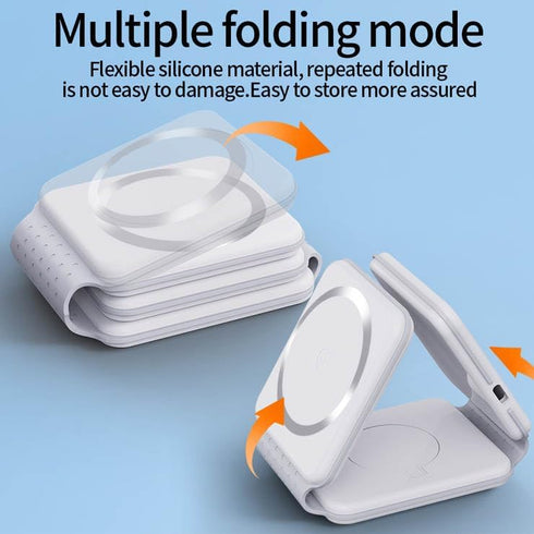 Fast Foldable wireless charger with strong magnet silicone rubber for Android and iOS Smartphones and other iOS devices little Protection bag Incl...