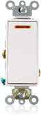 Leviton 5631-2W 20-Amp 120-Volt Decora Plus Rocker Lighted Handle, Illuminated OFF Single-Pole AC Quiet Switch, White, Image......