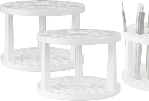 JANKOW Round 50 Hole Paint Brush Holder and Organizer, Makeup Cosmetic Brushes, Pencils, Pens, Markers, Art Tools, Desk Stand - Students (2Pcs, St...