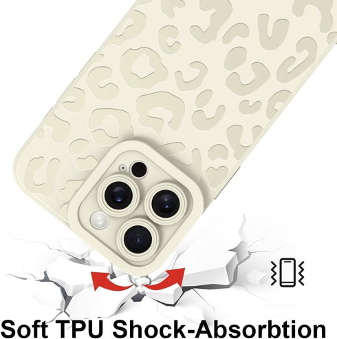 ZIYE Phone Case for iPhone 15 Pro Max with Screen Protector Cute Black Leopard Print Design for Women Men Soft Silicone TPU with Camera Lens Prote...